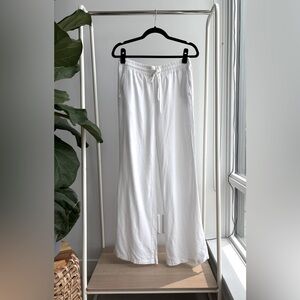 FOREVER 21 | Linen Blend White Wide-Leg Drawstring Pants M